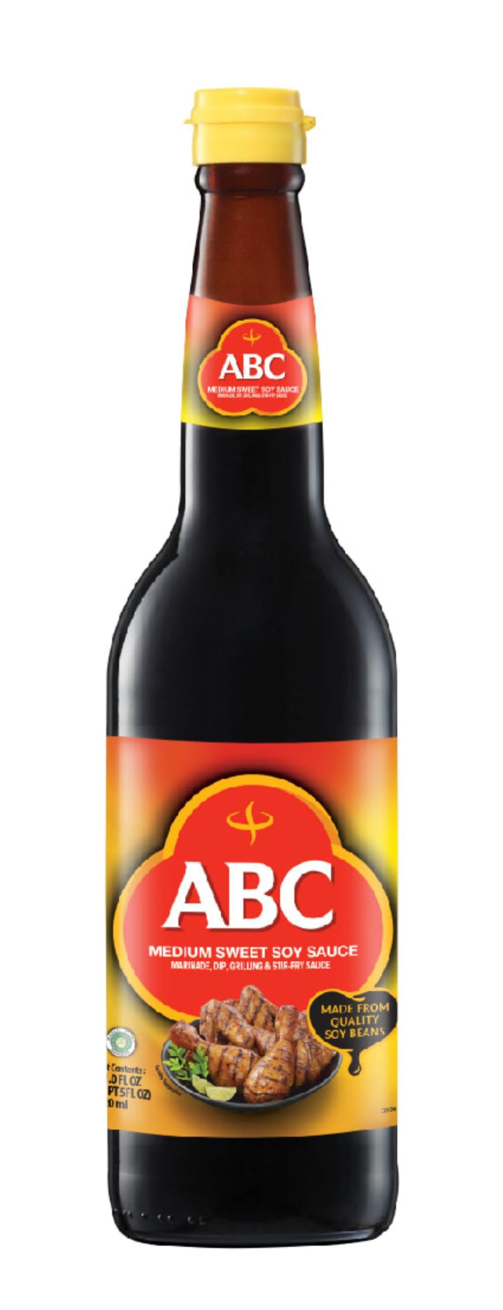 ABC Indonesian Sweet Soy Sauce bottle boosts marinades with rich umami for stir-fries.