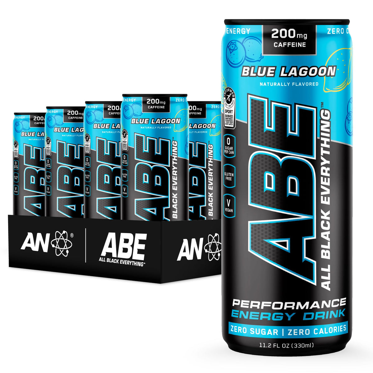 ABE All Black Everything Blue Lagoon can for sugar-free energy during workouts