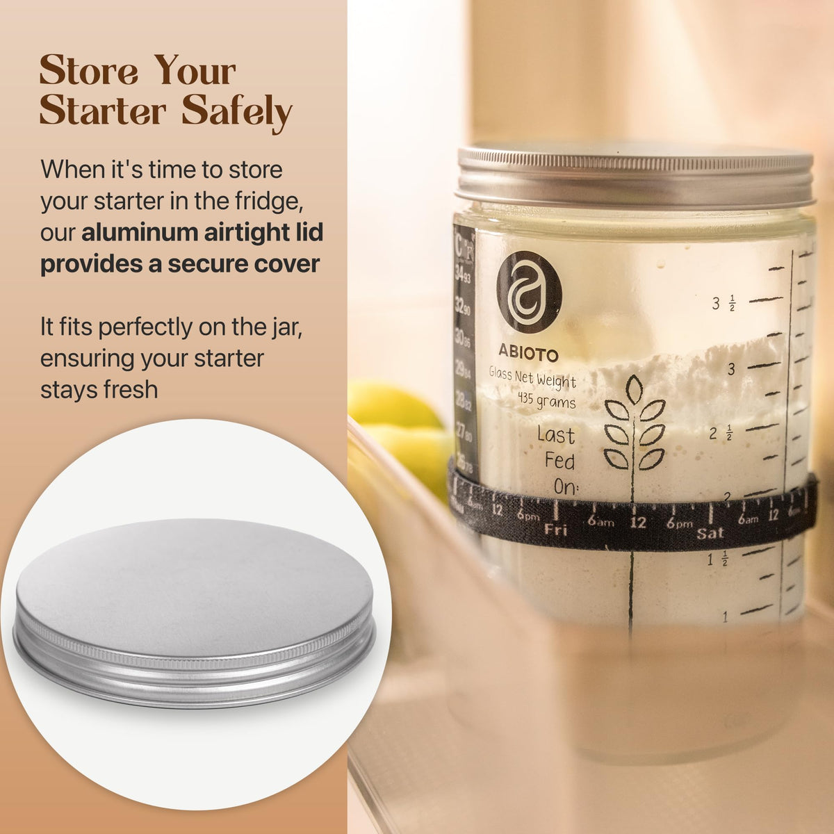 ABIOTO jar with durable markings for precise measurements