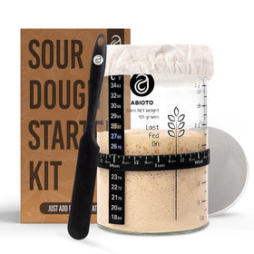 ABIOTO sourdough starter jar 34oz, clear glass for easy monitoring