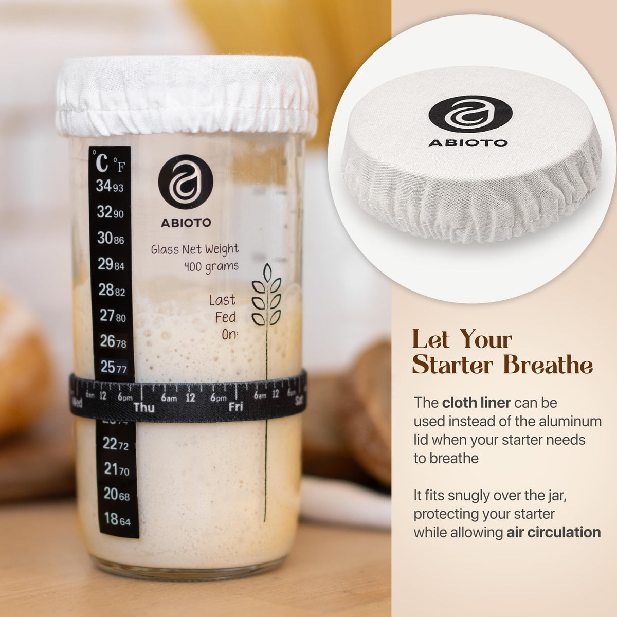 ABIOTO Sourdough starter kit box includes all essentials for beginners.