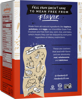 Absolutely Gluten Free Everything Flatbread ingredients panel emphasizes gluten-free convenience for diverse diets.