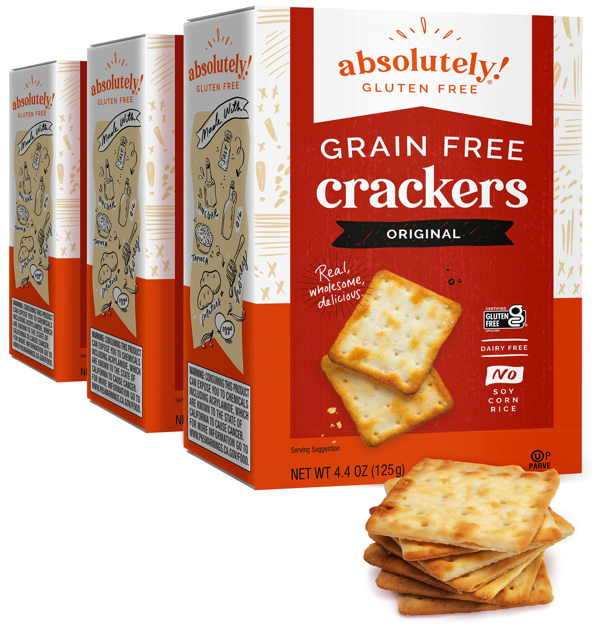 Absolutely Gluten Free Original Crackers pack 3 with crisp bite for snacking