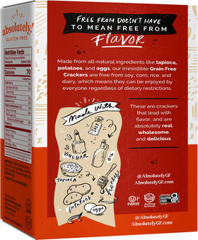 Absolutely Gluten Free original crackers ready to serve with dips or toppings