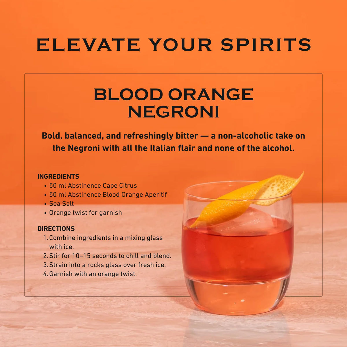 Abstinence served with orange slice and mint garnish.