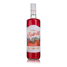 Abstinence Blood Orange Aperitif bottle displayed for zero-proof entertaining.