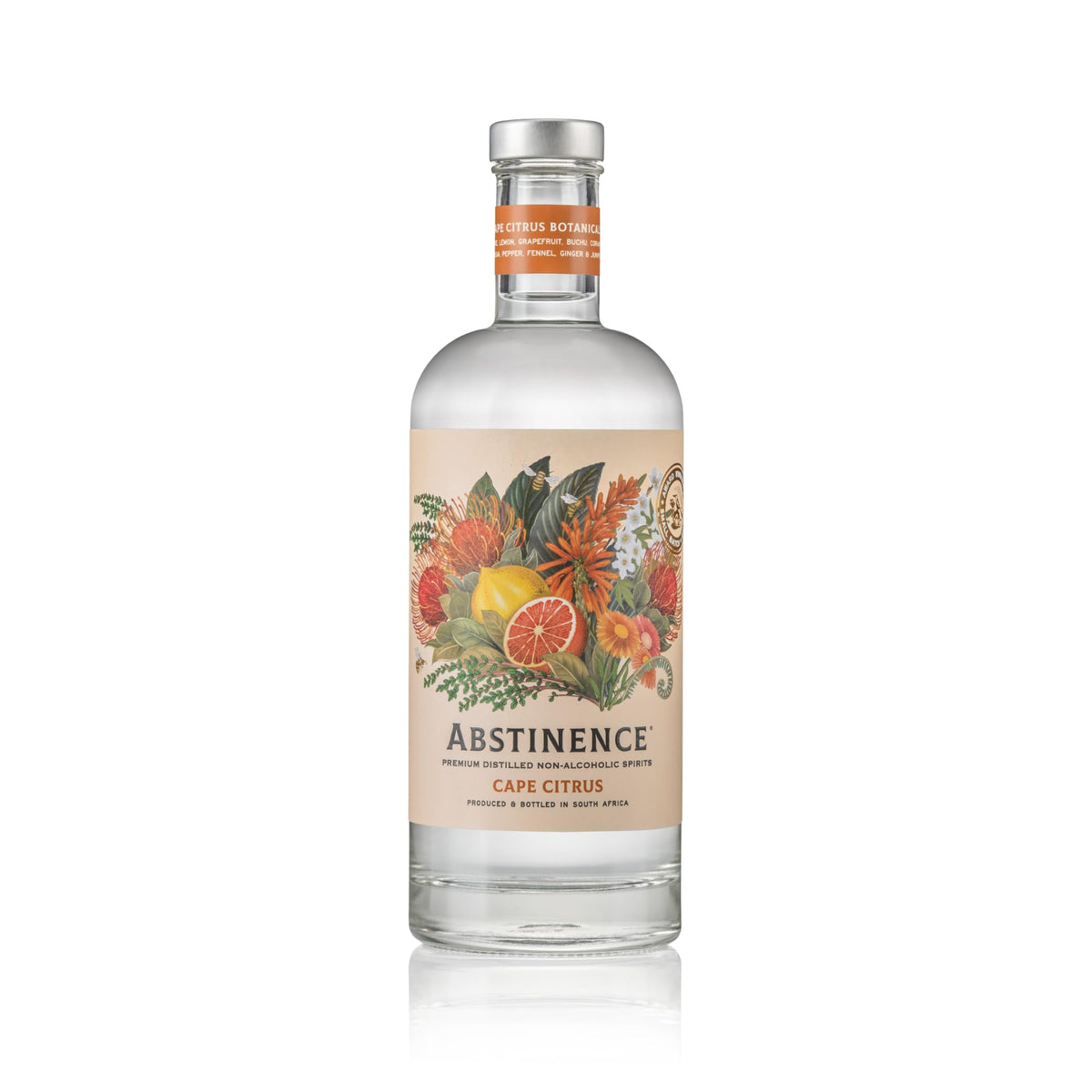 Abstinence Cape Citrus bottle front showing vibrant color ideal for zero-proof moments