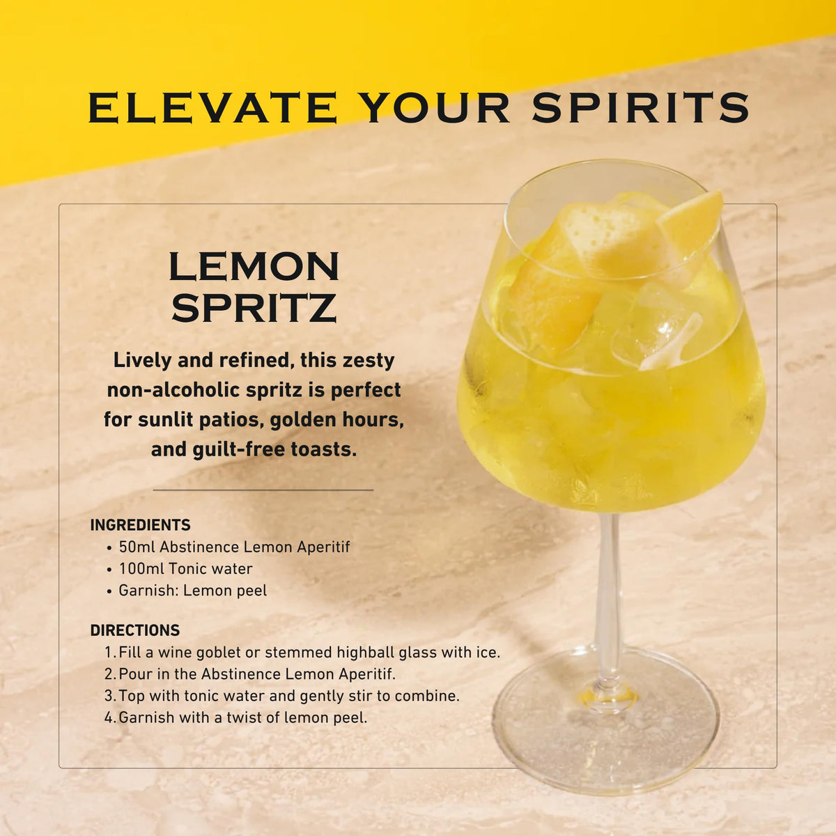 Abstinence Lemon Aperitif bottle label highlights Cape flora botanicals.