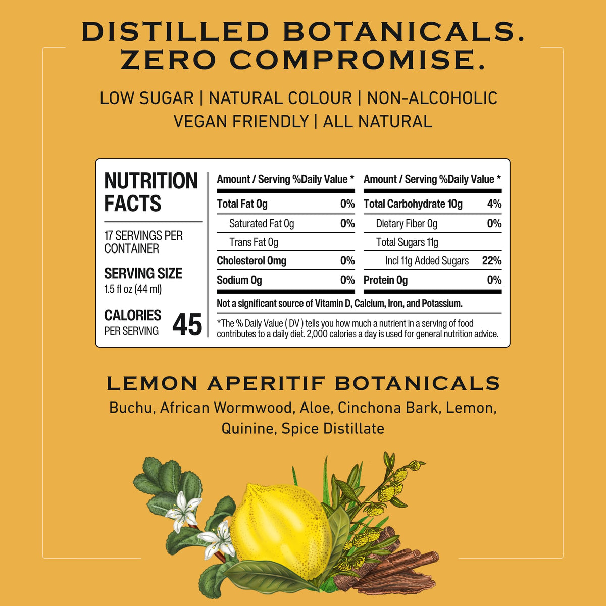 Abstinence Lemon Aperitif garnished with lemon and mint for a bright finish.