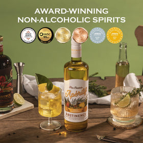 Abstinence Lemon Aperitif pour showcases a vibrant citrus-forward pour for refreshing mocktails.