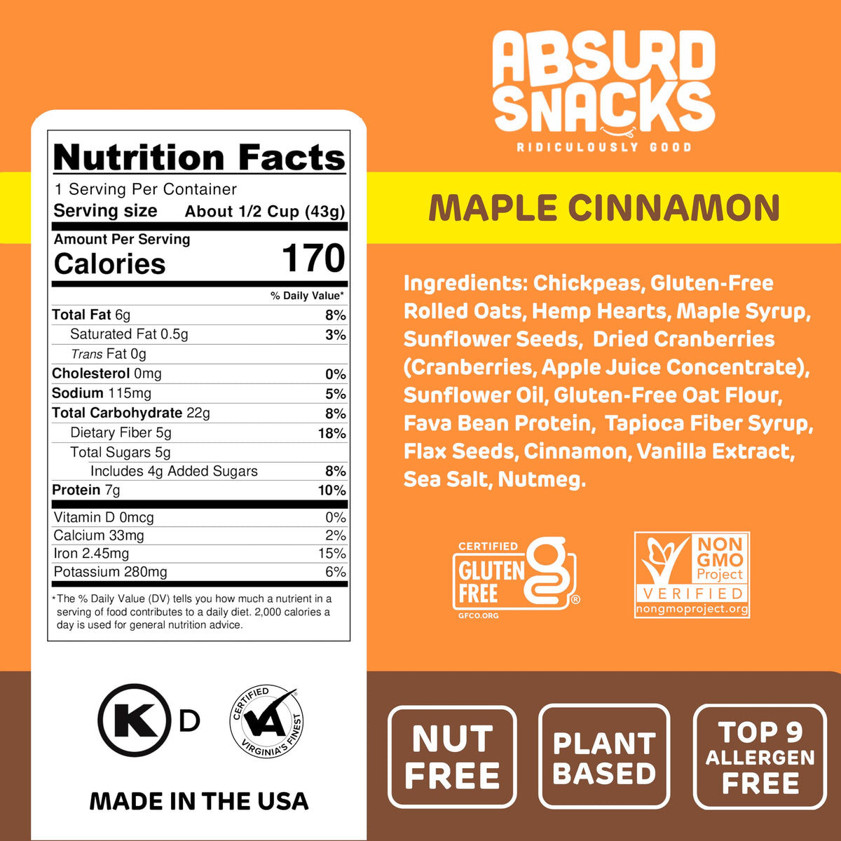 Absurd Snacks Maple Cinnamon snack close-up highlighting crunch and texture