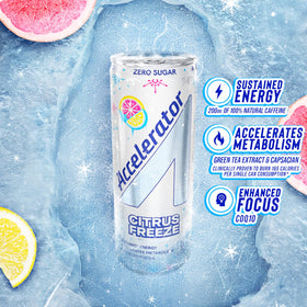 Accelerator Citrus Freeze splash pour showing citrus flavor for daytime energy.