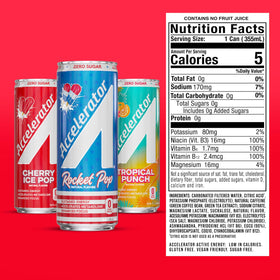 Accelerator Energy Drink Tropical Punch can delivers sustained energy for workouts