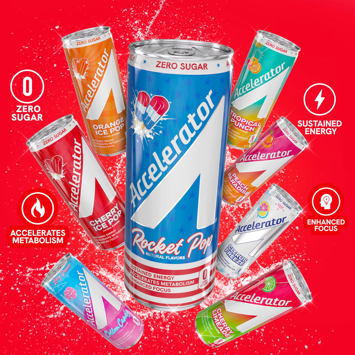 ACCELERATOR zero sugar 12oz can offering a clean energy option