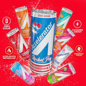 ACCELERATOR zero sugar 12oz can offering a clean energy option