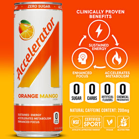 Accelerator Energy ingredients spotlight green coffee bean and green tea extract.