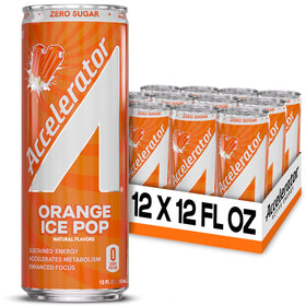 Accelerator Orange Ice Pop can showing crisp flavor for focused energy