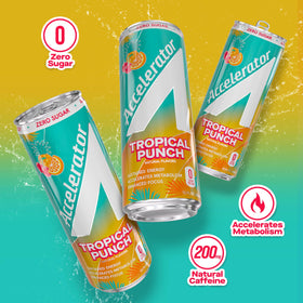 Gym bag beside Accelerator Tropical Punch ready for workouts and focus