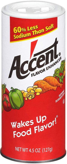 Ac'cent Flavor Enhancer umami closeup highlights bold taste without overwhelming salt.