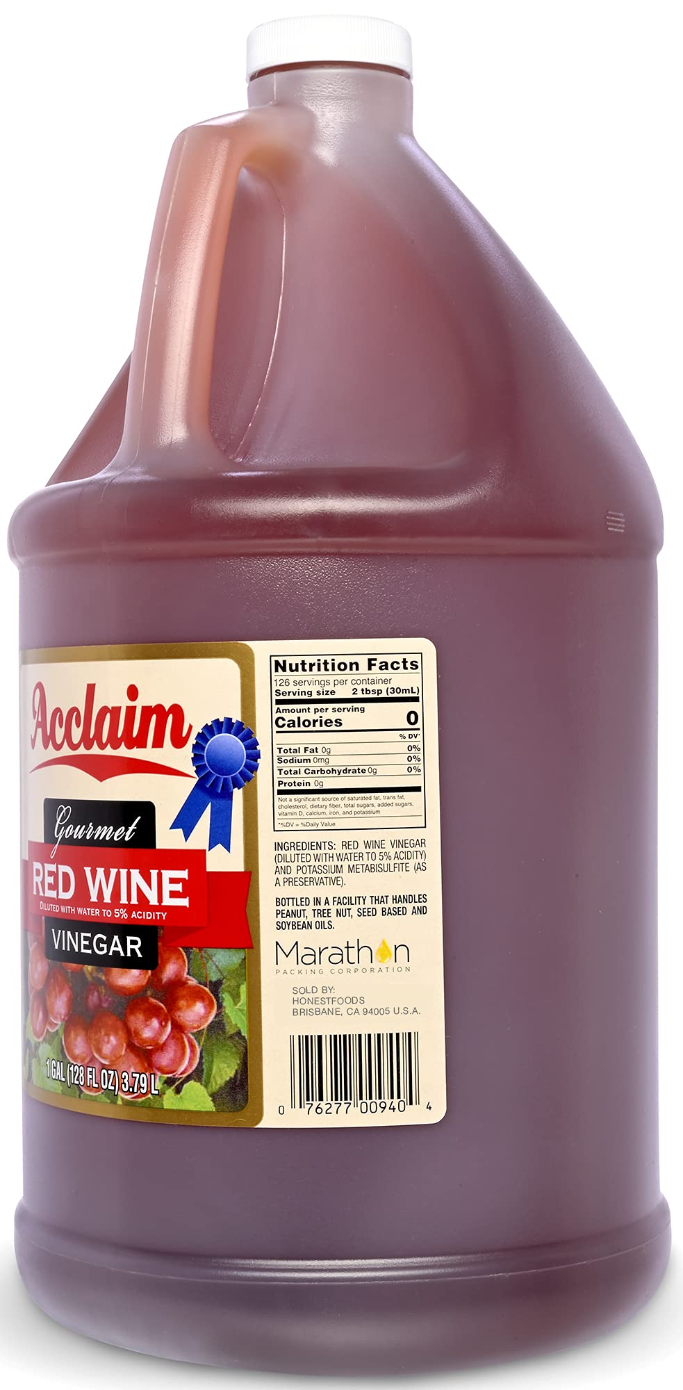 Acclaim Red Wine Vinegar label closeup highlighting premium quality for dressings