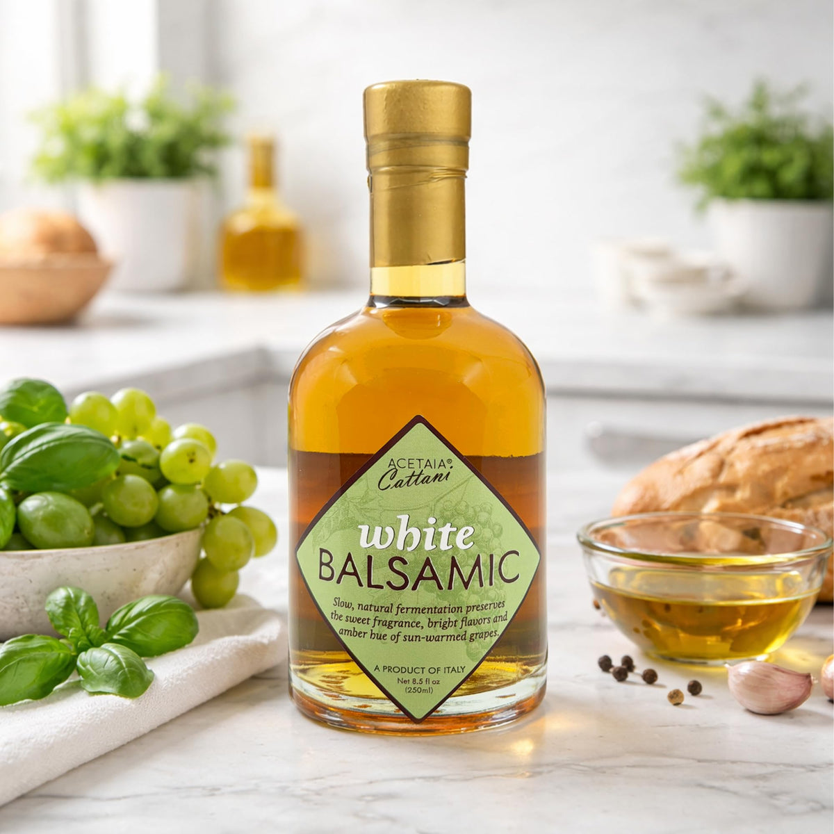 Acetaia Cattani White Balsamic Vinegar pour over vegetables or fruit.