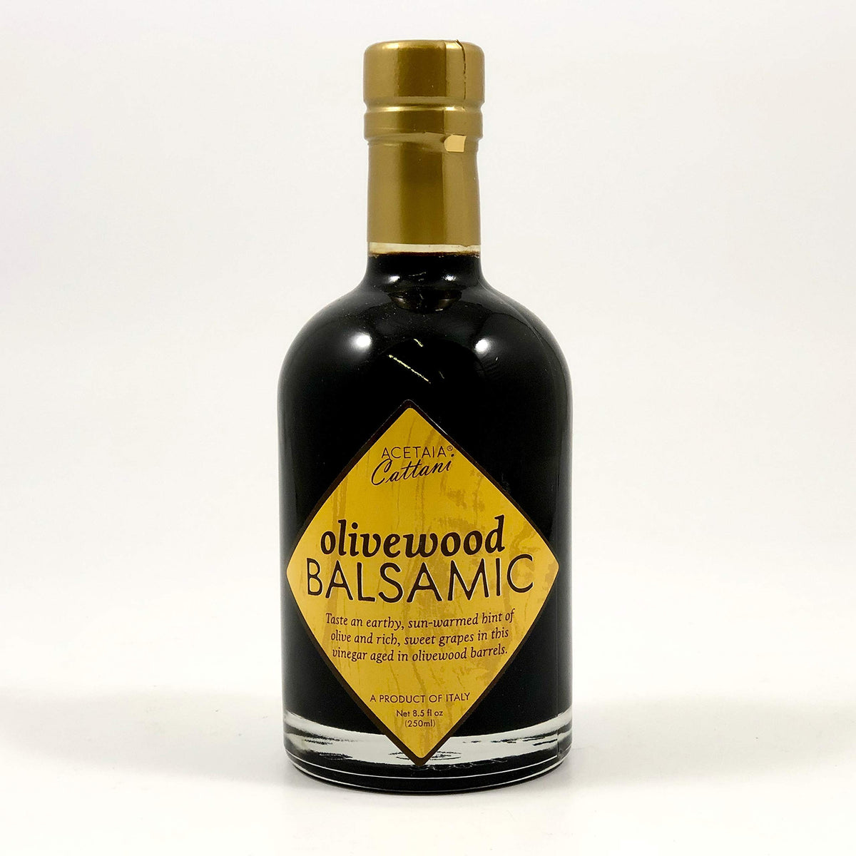 Acetaia Dodi olivewood balsamic bottle ready to elevate salads and sauces.