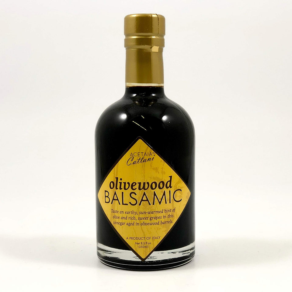 Acetaia Dodi olivewood balsamic bottle ready to elevate salads and sauces.