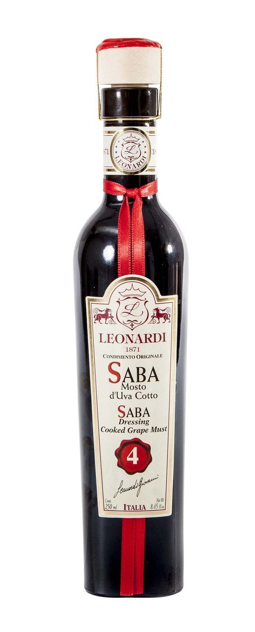 Acetaia Leonardi Saba bottle front, ideal for finishing dishes with a touch of sweetness.
