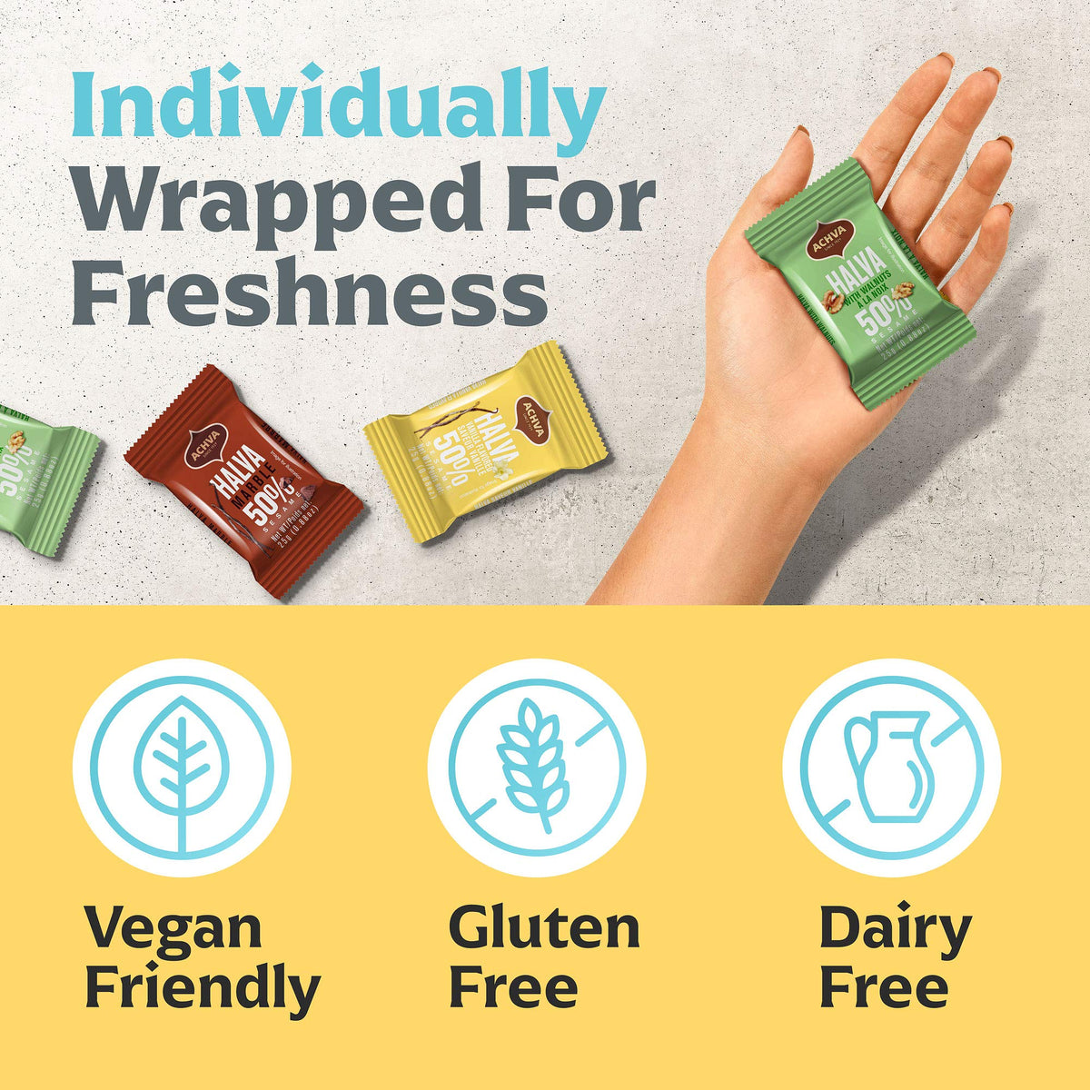 Achva halva gift box, ready for gifting with kosher, plant-based snacks.
