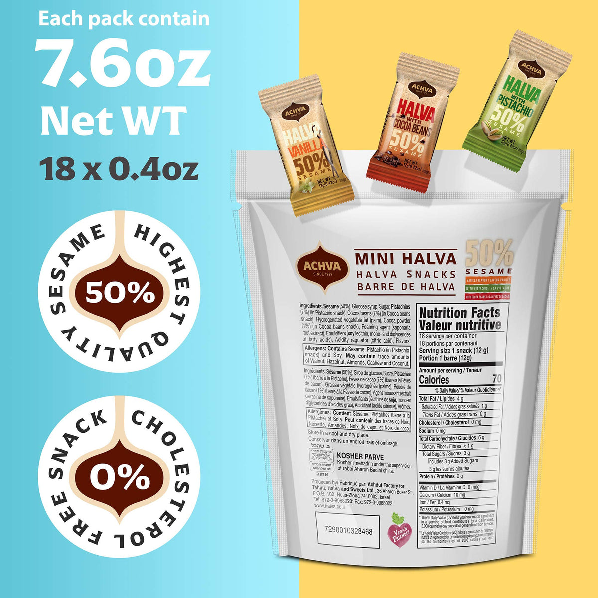 Achva Halva Mini Bars gift idea close-up, appealing snack