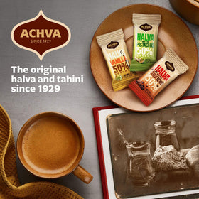 Achva Halva Mini Bars individually wrapped close-up for freshness