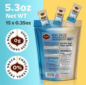 Achva two-pack sugar-free halva bars display two bags for sharing