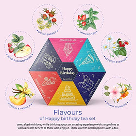 Acorus assorted tea sachets showcase colorful labels and fruity herbal blends.
