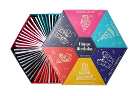 Acorus Happy Birthday gift box front view, ideal for gifting and festive tea moments.