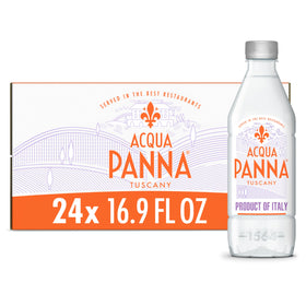 Acqua Panna bottles sourced from Tuscany show mineral balance for refined meals.