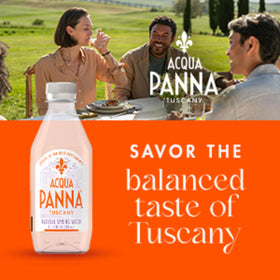 Acqua Panna bottle in fine dining setting for pairing