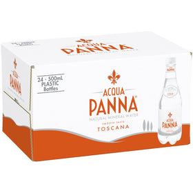 Acqua Panna natural spring water label highlighting authenticity and heritage.