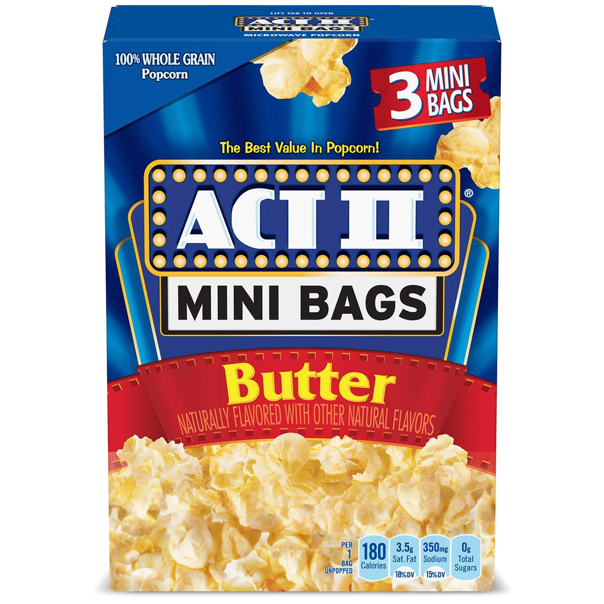 ACT II Butter Popcorn Mini Bags ready-to-heat for quick movie snacking