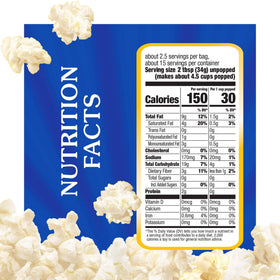 ACT II Kettle Corn label highlights zero trans fat per serving.
