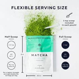 ACTA Matcha Energy Tea iced glass showcases refreshing, versatile preparation for hot or cold days.