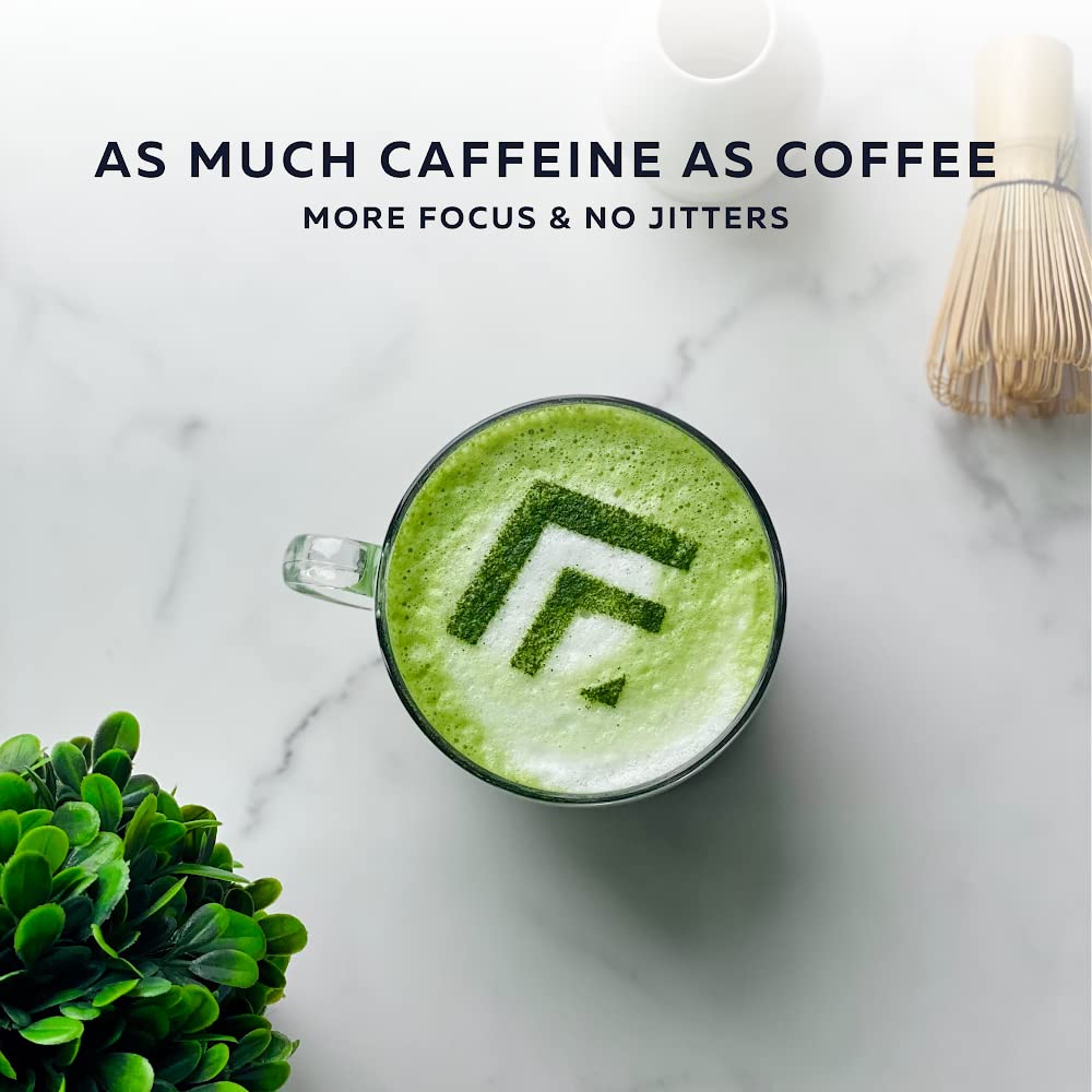 ACTA Matcha Energy Tea powder closeup shows vibrant green color ideal for quick energizing drinks.