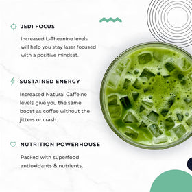 ACTA Matcha Energy Tea scoop image suggests simple, flexible servings for all-day focus.