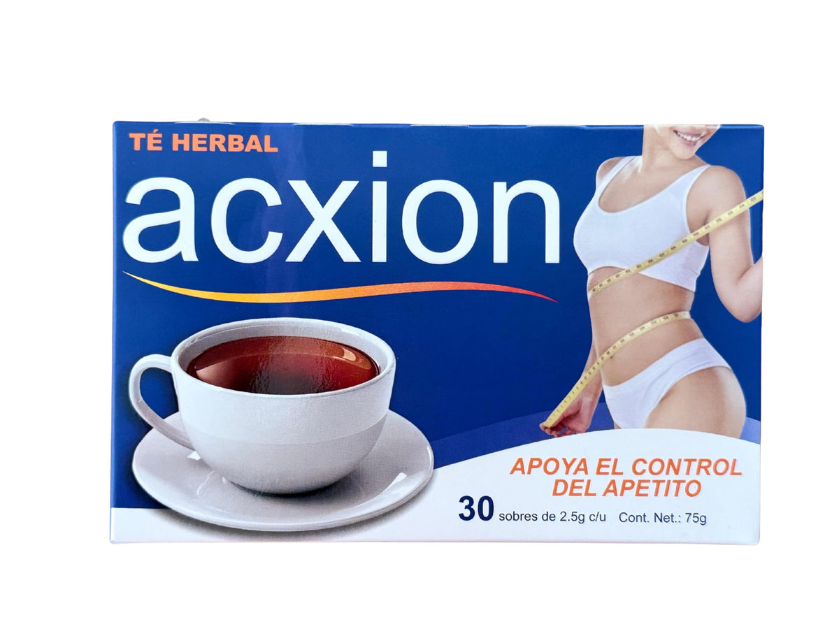 Acxion tea bags packaging close-up ready for a quick uplifting cup.