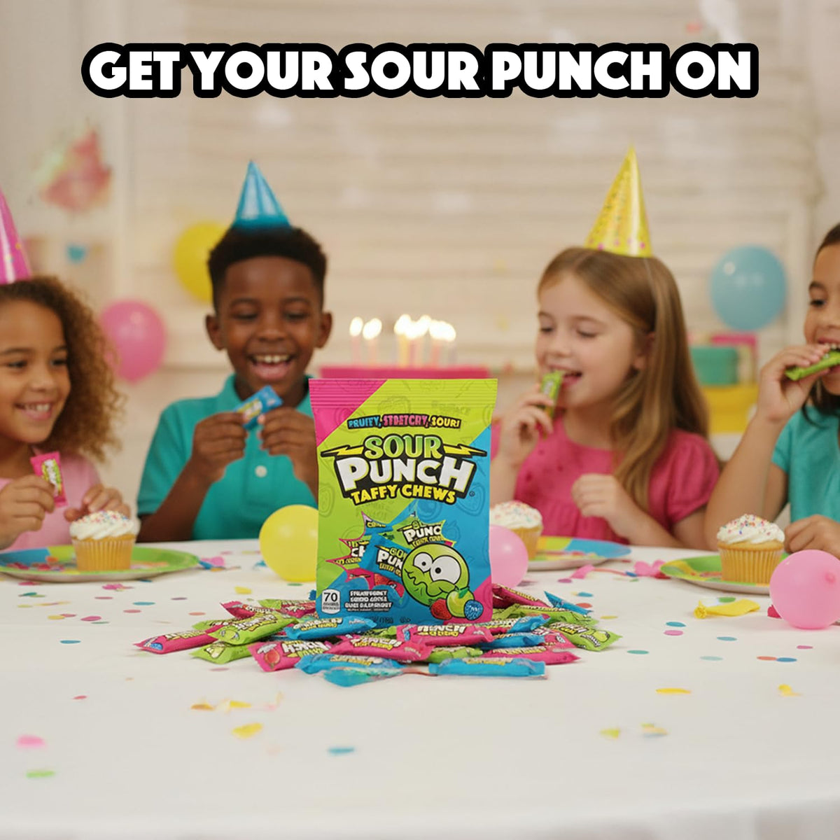 25-oz bag of Sour Punch Taffy, great for parties and gatherings.