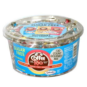 Adams & Brooks Coffee Rio tub front shows flavor labels, a perfect coffee break treat.