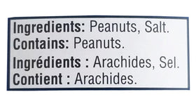 ADAMS Creamy Peanut Butter ingredients label showing peanuts and salt
