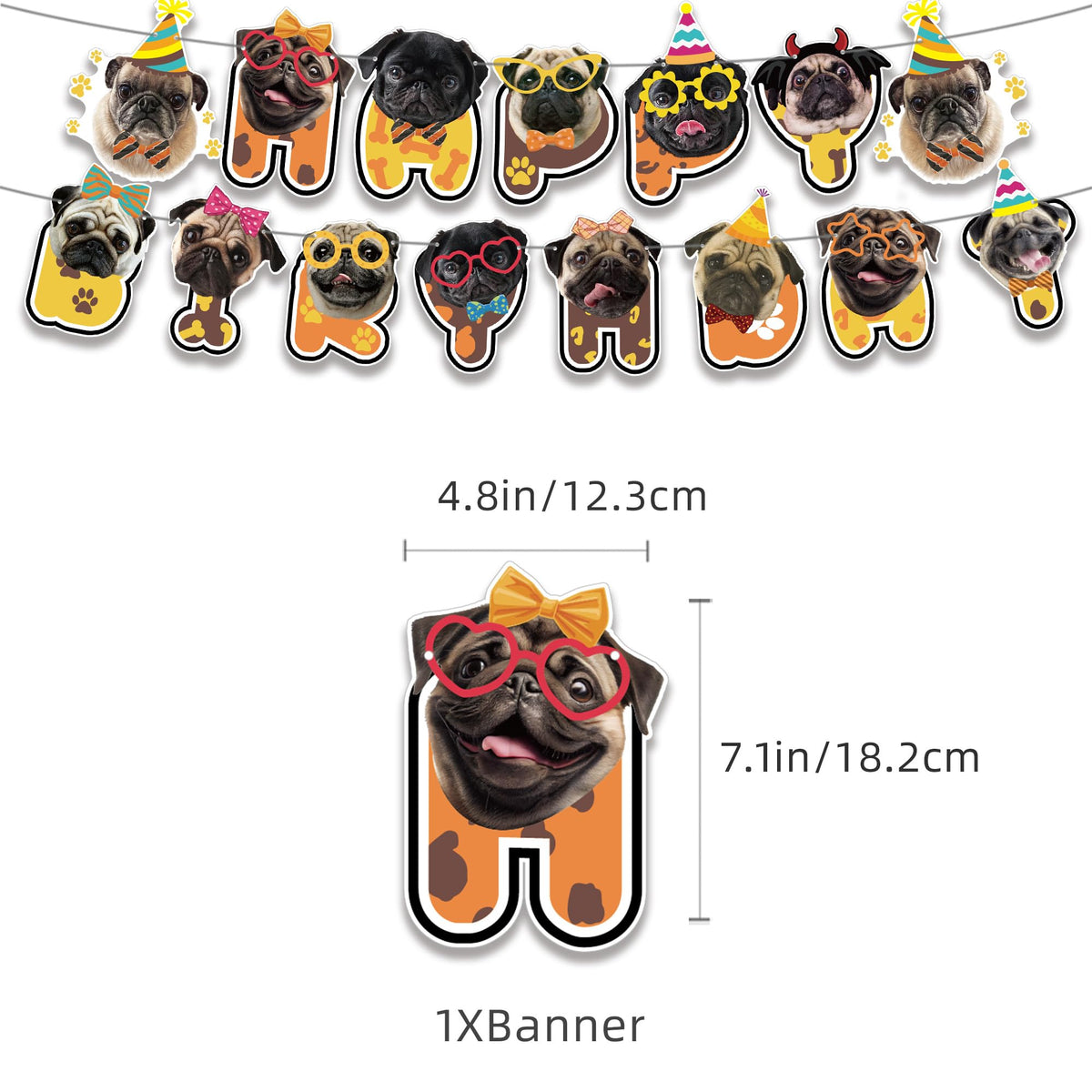 ADIANZI pug birthday cake topper elevates desserts with cute dog faces.