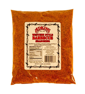 Adkins Western Style BBQ Seasoning bottle front, ready to elevate beef, pork, and poultry.