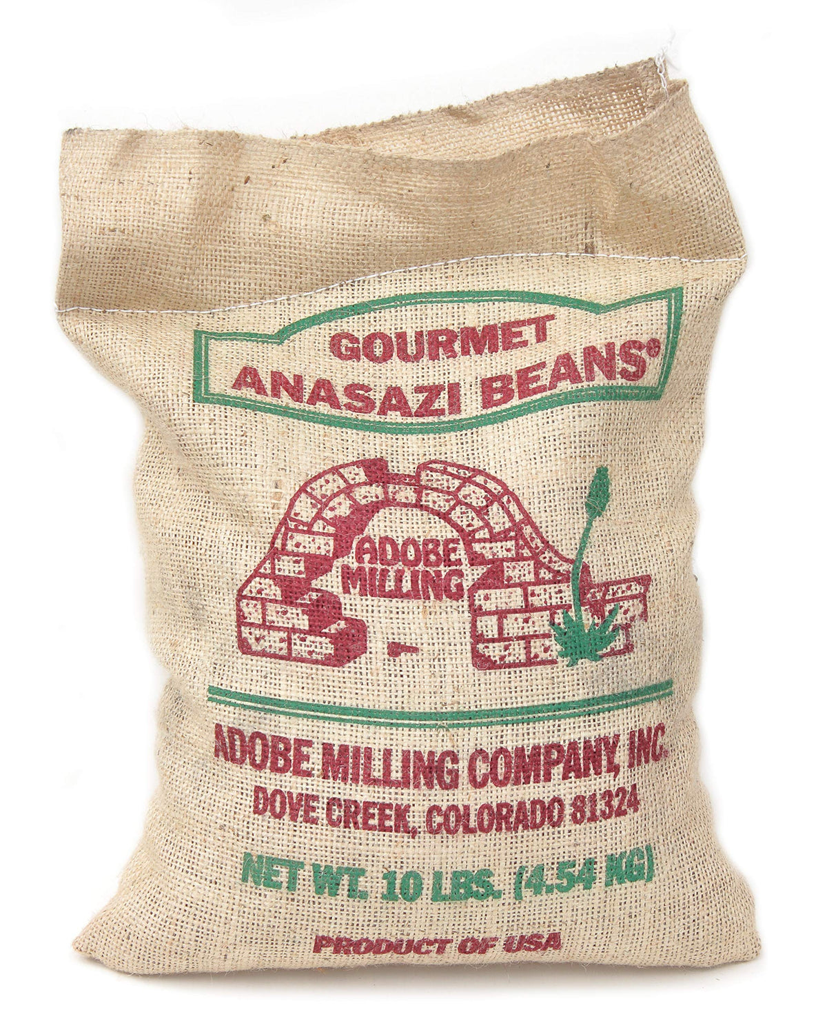 Adobe Milling Anasazi beans in a burlap bag, ideal for slow-cooked stews and chili.