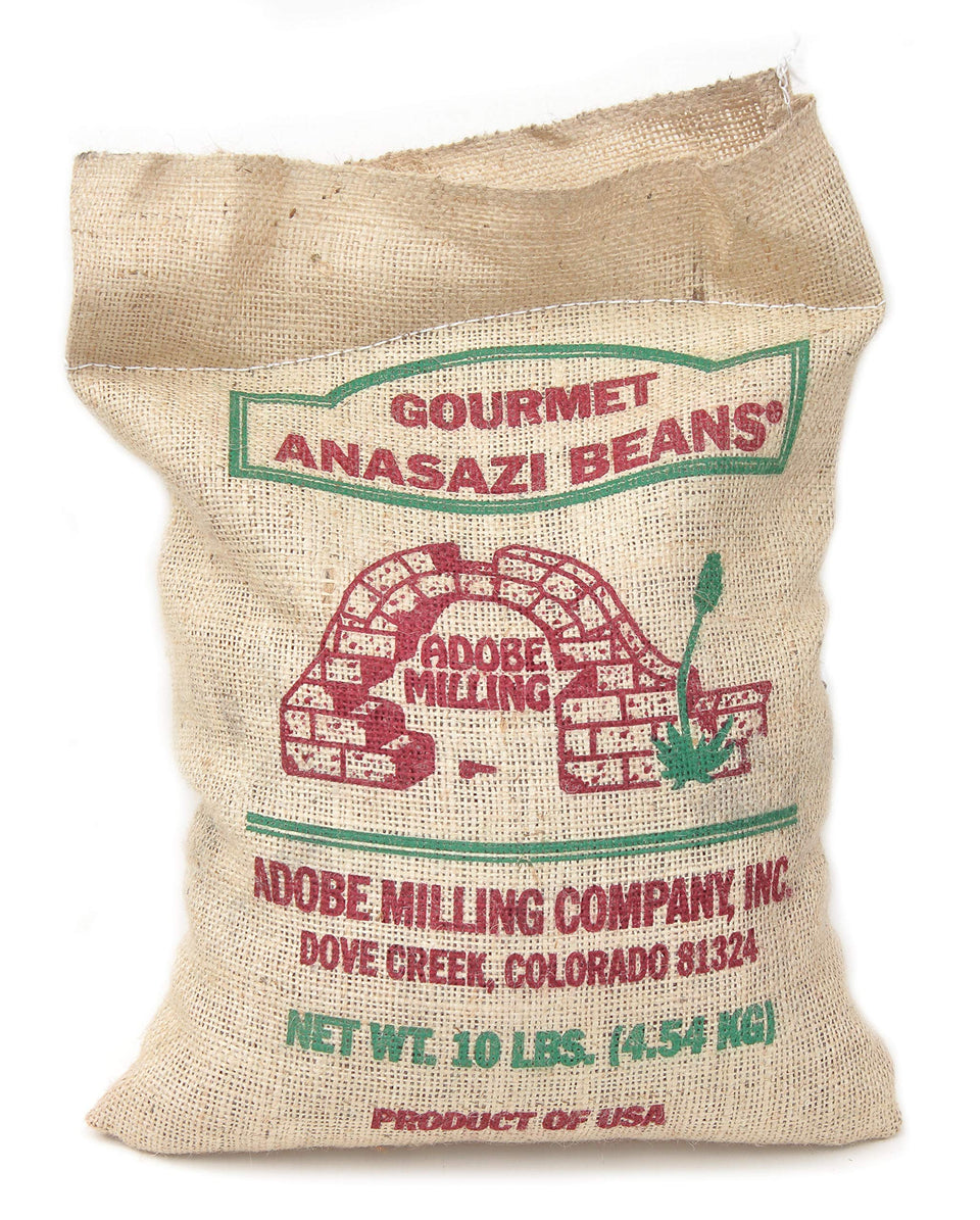 Adobe Milling Anasazi beans in a burlap bag, ideal for slow-cooked stews and chili.